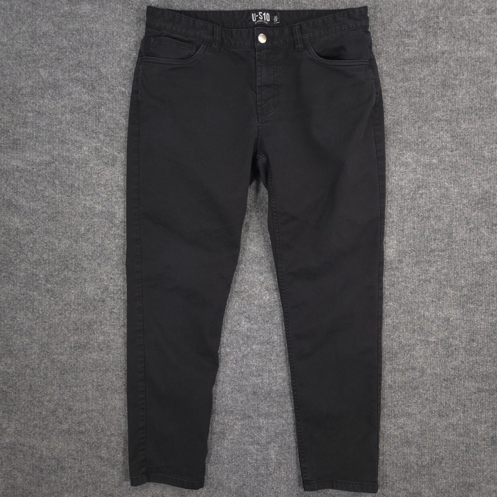 Under 5'10 Pants Mens 32X28 Black Garment Dyed 5 Pocket Stretch Preppy Casual